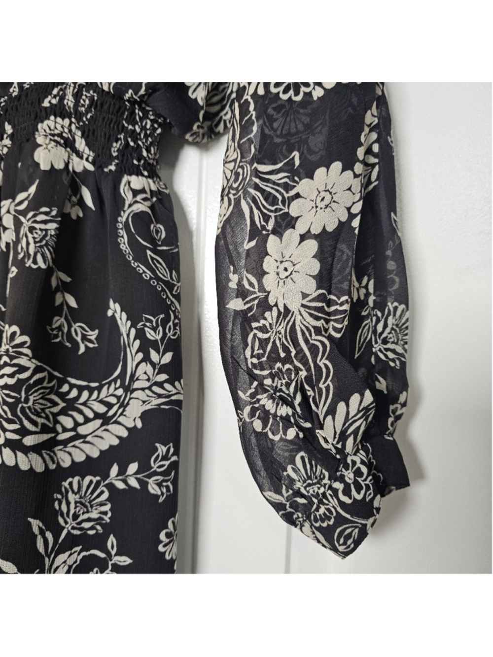 12th Tribe black, cream floral tunic short dress/long shirt - Picture 6 of 15